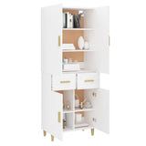NNEVL Highboard White 69.5x34x179 cm Engineered Wood