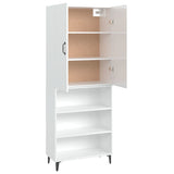 NNEVL Highboard High Gloss White 69.5x32.5x180 cm Engineered Wood