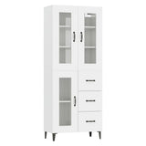NNEVL Highboard High Gloss White 69.5x34x180 cm Engineered Wood
