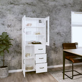 NNEVL Highboard High Gloss White 69.5x34x180 cm Engineered Wood
