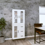 NNEVL Highboard High Gloss White 69.5x34x180 cm Engineered Wood