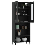 NNEVL Highboard Black 69.5x34x180 cm Engineered Wood
