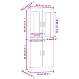 NNEVL Highboard High Gloss White 70x34x180 cm Engineered Wood