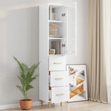 NNEVL Highboard High Gloss White 34.5x34x180 cm Engineered Wood