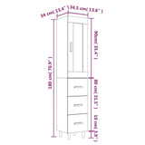 NNEVL Highboard High Gloss White 34.5x34x180 cm Engineered Wood