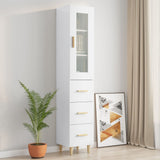 NNEVL Highboard High Gloss White 34.5x34x180 cm Engineered Wood