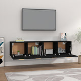NNEVL Wall Cabinets 2 pcs Black 80x35x36.5 cm Engineered Wood