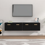 NNEVL Wall Cabinets 2 pcs Black 80x35x36.5 cm Engineered Wood