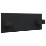 NNEVL Bed Headboard with Cabinets Black Engineered Wood