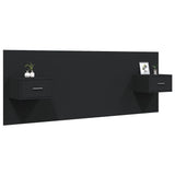 NNEVL Bed Headboard with Cabinets Black Engineered Wood