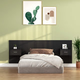 NNEVL Bed Headboard with Cabinets Black Engineered Wood