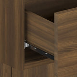 NNEVL Bed Headboard with Cabinets Brown Oak Engineered Wood