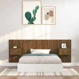 NNEVL Bed Headboard with Cabinets Brown Oak Engineered Wood
