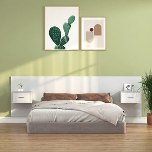 NNEVL Bed Headboard with Cabinets White Engineered Wood