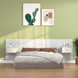 NNEVL Bed Headboard with Cabinets White Engineered Wood