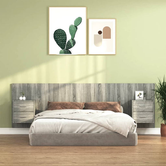 NNEVL Bed Headboard with Cabinets Grey Sonoma Engineered Wood