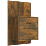 NNEVL Bed Headboard with Cabinets Smoked Oak Engineered Wood