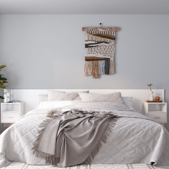 NNEVL Bed Headboard with Cabinets High Gloss White Engineered Wood