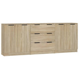 NNEVL 3 Piece Sideboards Sonoma Oak Engineered Wood