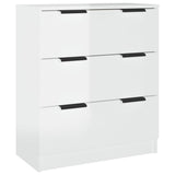 NNEVL 3 Piece Sideboards High Gloss White Engineered Wood