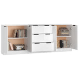 NNEVL 3 Piece Sideboards High Gloss White Engineered Wood