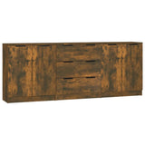 NNEVL 3 Piece Sideboards Smoked Oak Engineered Wood