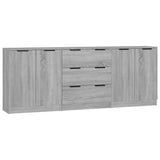 NNEVL 3 Piece Sideboards Grey Sonoma Engineered Wood