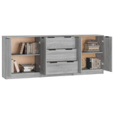 NNEVL 3 Piece Sideboards Grey Sonoma Engineered Wood