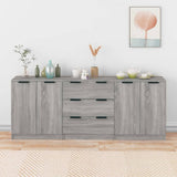 NNEVL 3 Piece Sideboards Grey Sonoma Engineered Wood