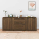 NNEVL 3 Piece Sideboards Brown Oak Engineered Wood