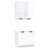 NNEVL 2 Piece Bathroom Cabinet Set White Engineered Wood