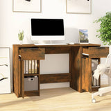 NNEVL Desk with Side Cabinet Smoked Oak Engineered Wood