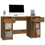 NNEVL Desk with Side Cabinet Smoked Oak Engineered Wood