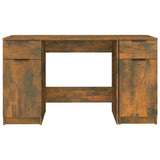 NNEVL Desk with Side Cabinet Smoked Oak Engineered Wood