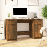 NNEVL Desk with Side Cabinet Smoked Oak Engineered Wood