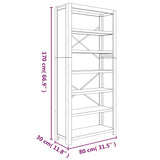 NNEVL 6-Tier Bookcase 80x30x170 cm Solid Wood Acacia