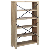 NNEVL 5-Tier Bookcase 80x30x140 cm Solid Wood Acacia