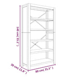 NNEVL 5-Tier Bookcase 80x30x140 cm Solid Wood Acacia