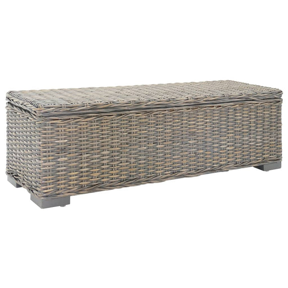 NNEVL Storage Box Grey 110 cm Natural Kubu Rattan & Solid Wood Mango