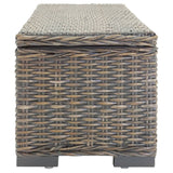 NNEVL Storage Box Grey 110 cm Natural Kubu Rattan & Solid Wood Mango