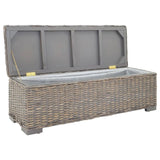 NNEVL Storage Box Grey 110 cm Natural Kubu Rattan & Solid Wood Mango