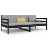 NNEVL Day Bed Black 92x187 cm Single Bed Size Solid Wood Pine