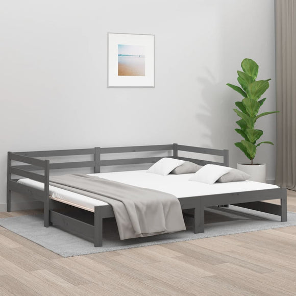 NNEVL Pull-out Day Bed Grey 2x(92x187) cm Solid Wood Pine