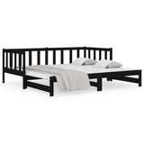 NNEVL Pull-out Day Bed Black 2x(92x187) cm Solid Wood Pine