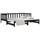 NNEVL Pull-out Day Bed Black 2x(92x187) cm Solid Wood Pine