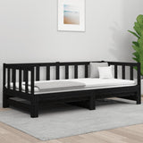 NNEVL Pull-out Day Bed Black 2x(92x187) cm Solid Wood Pine