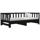 NNEVL Pull-out Day Bed Black 2x(92x187) cm Solid Wood Pine
