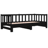 NNEVL Pull-out Day Bed Black 2x(92x187) cm Solid Wood Pine