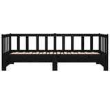 NNEVL Pull-out Day Bed Black 2x(92x187) cm Solid Wood Pine