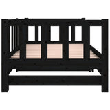 NNEVL Pull-out Day Bed Black 2x(92x187) cm Solid Wood Pine